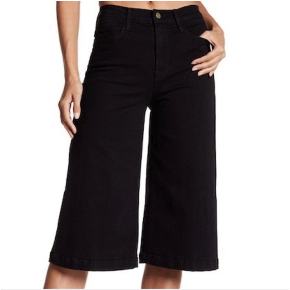 FRAME Le Gaucho Culotte Jeans 26 Womens Baggy Wide Black Wash Denim